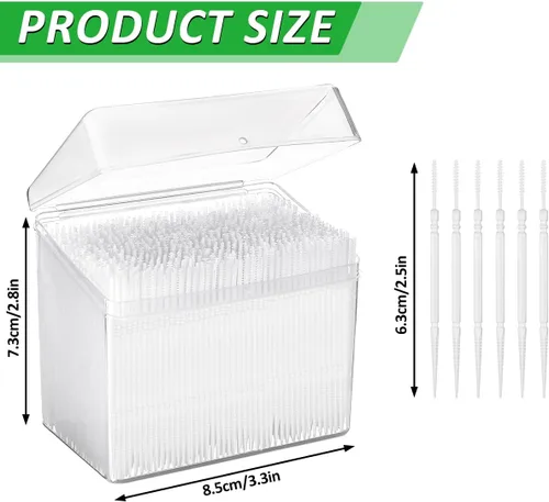 Vista 2 de 1100pcs palillo de dientes de plástico palillo de dientes de higiene oral 2 vías interdental cepillo palillo