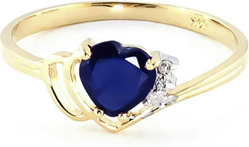 Vista 6 de Galaxy Gold GG Anillo de oro de 14 quilates con diamantes auténticos y zafiro natural en forma de corazón