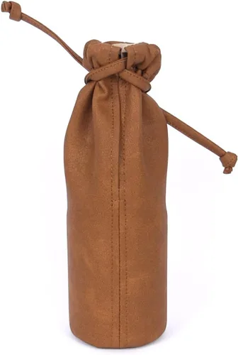 Vista 3 de Soporte para brochas de maquillaje de viaje, bolsa vegana hecha a mano, bolsa de piel sintética, organizador de maquillaje marrón, organizador