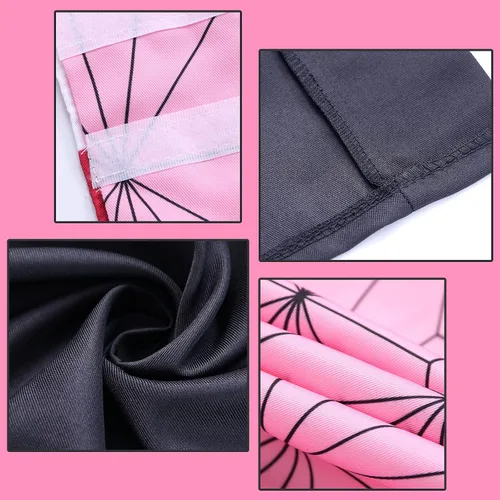 Vista 6 de Demon Slayer Tanjiro Nezuko Cosplay para niños Shinobu Zenitsu Giyuu Tomioka Kimono Cosplay Disfraz con aretes para mujer