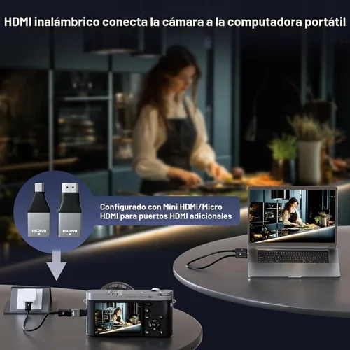 Vista 5 de Transmisor y receptor HDMI inalámbricos, decodificación 4K, salida 1080P, extensor inalámbrico HDMI, Plug & Play, soporte de 2.4/5GHz
