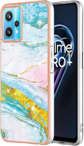 Vista 8 de Funda de teléfono para Realme 9 Pro Plus 0.18 oz Clear Siliocne Edge, diseño de mármol rosa elegante para Realme 9 Pro Plus, a prueba de golpes