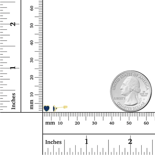 Vista 4 de Aretes de tuerca de oro macizo de 14 quilates hipoalergénicos en forma de corazón de 0.157in con bisel pulido, Metal Gema Piedra, Circonia cúbica