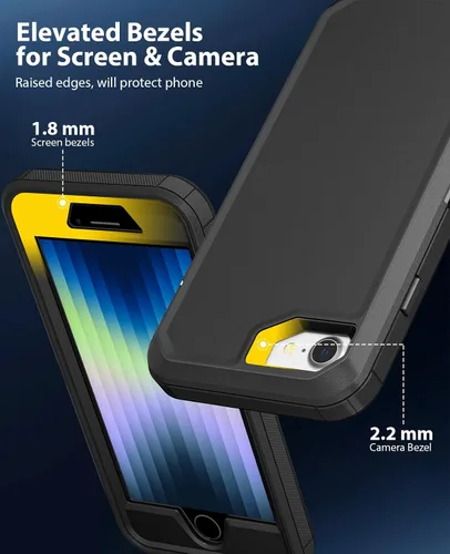 Vista 4 de Jelanry Funda para iPhone SE 2022/2020, para iPhone 8/7, Resistente de Servicio Pesado Rugosa a Prueba de Golpes de Doble Capa Carcasa Protectora