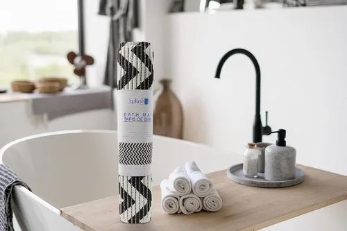 Vista 7 de Splash Home Chevron Softee - Tapete individual para bañera, antideslizante, extra largo, con 58 ventosas, 36 pulgadas de largo x 17 pulgadas