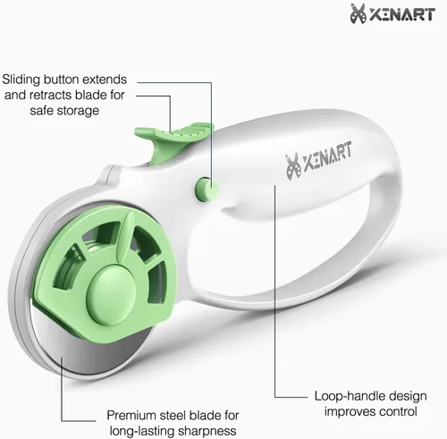 Vista 4 de XINART Cortador giratorio de 1.77 pulgadas para bloqueo de seguridad de tela, ergonómico, clásico, cómodo, de tela, cortador giratorio pequeño