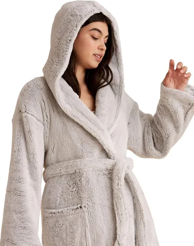 Vista 4 de Marks & Spencer womens Loungewear Plush Fleece Hooded Long RobeBathrobe