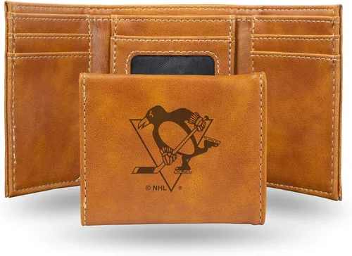 Vista 22 de NHL Rico Industries - Billetera triple grabada con láser y tres pliegues, accesorio para hombre