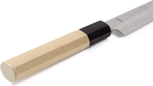 Vista 4 de Cuchillo japonés martillado Damasco VG-10 46 capas de mango de madera de magnolia octogonal, 6 pulgadas (5.906 in)