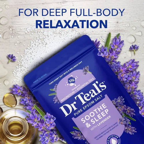 Vista 4 de Dr Teal's - Solución de baño de sal de Epsom, Calma y sueño, lavanda, 3 libras