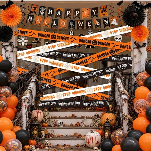 Vista 9 de SWRT Paquete de 3 cintas de precaución para decoración de Halloween, 3