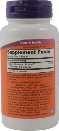 Vista 2 de NOW Foods Ubiquinol - 200 mg - 60 cápsulas blandas