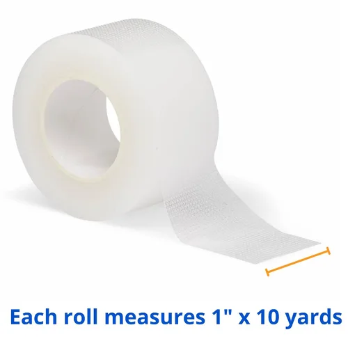Vista 4 de Medline Essentials - Cinta quirúrgica transparente, 1 pulgada x 10 yardas por rollo, caja de 12 rollos