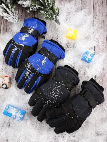 Vista 7 de SATINIOR 2 pares de guantes de nieve gruesos para niños, guantes de esquí para niños pequeños, guantes de invierno cálidos e impermeables para niños