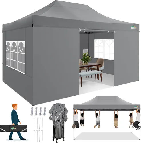 Vista 54 de COBIZI Tienda de campaña desplegable de 6.6 x 6.6 pies, toldo resistente, fácil de instalar, impermeable, para exteriores, fiestas, playa, jardín