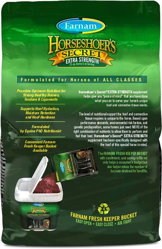 Vista 8 de Farnam Horseshoer's Secret Suplemento de biotina de pezuña y tejido conectivo extra fuerte con aminos para pezuñas fuertes y saludables, tendones