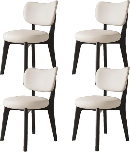 Vista 47 de Juego de sillas de comedor de madera de 1/2/4, sillas de cocina con respaldo curvo, silla de vestíbulo, silla de comedor tapizada, silla de comedor
