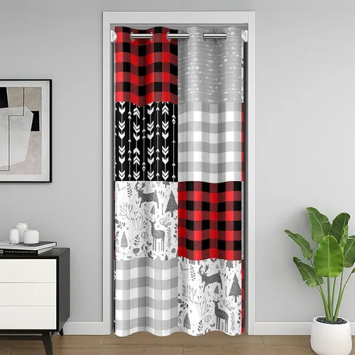 Vista 22 de Erosebridal Cortina de puerta de teñido anudado, cortina opaca bohemia, cortina exótica abstracta en espiral, elegante cortina hippie para puerta