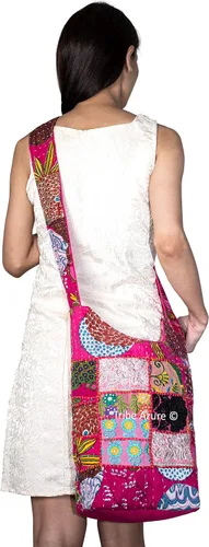 Vista 4 de Tribe Azure - Bolso bandolera de lona para mujer, estilo hobo, floral, para verano, bohemio
