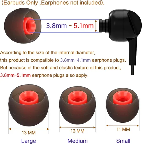 Vista 4 de Puntas de silicona para auriculares de repuesto para auriculares Tapón Eartips Tips Eargels 9 pares SML