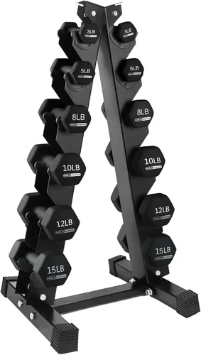 Vista 34 de HolaHatha 1, 2 and 3 lb Neoprene Dumbbell Strength Training Weight Set with Rack