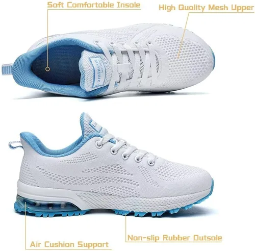 Vista 2 de Womens Air Running Shoes Non Slip Tennis Walking Shoes Women Mesh Cushion Sneakers for Gym Workout Sports