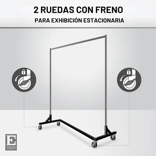 Vista 4 de Econoco perchero comercial con base en forma de Z con ruedas, construcción KD Tubo cuadrado duradero