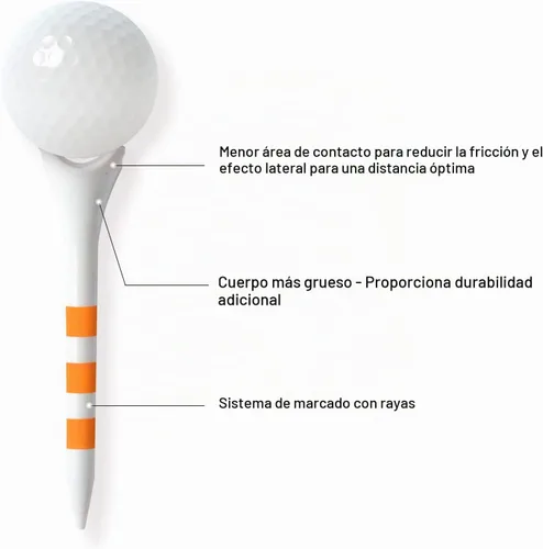 Vista 4 de 60/100 Pack Plastic Golf Tees (2-3/4"or 3-1/4"), Enhanced Durability & Stability, Designed to Reduce Friction and Side Spin