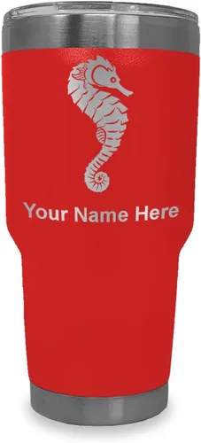 Vista 19 de LaserGram Vaso aislado al vacío de 20 onzas, caballito de mar, grabado personalizado incluido (negro)