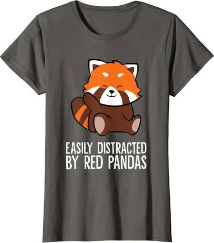 Vista 36 de Red Panda Love Easily Distracted By Red Pandas T-Shirt Asphalt Grey