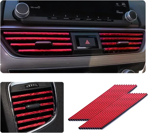 Vista 10 de Ziciner 20 Piezas Tiras Decorativas de Aire Acondicionado de Automóvil, Impermeables, Flexibles, para Salida de Ventilación Automática, Borde