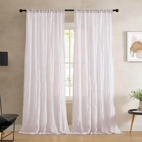 Vista 17 de French Connection - Cortina para ventana, juego de 2 paneles, semitransparente, decoración moderna del hogar, cortinas para sala de estar, comedor