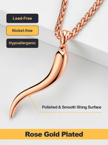 Vista 4 de U7 Colgante de cuerno italiano para hombres y mujeres, acero inoxidablenegrooro de 18 quilates, joyería de protección de talismán amuleto