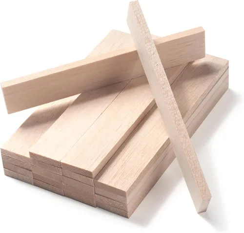 Vista 13 de Palitos de madera de balsa, tiras de madera de balsa, 20 varillas cuadradas de madera de 1/2 x 12 pulgadas para manualidades, palos de madera sin