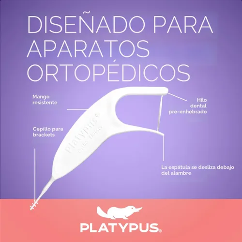 Vista 3 de Platypus Hilo dental ortodóntico para brackets, 30 unidades (paquete de 1), palillos ortodónticos para adultos y niños, se adapta debajo del alambre