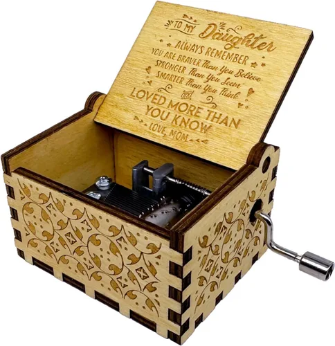 Vista 16 de Caja de música You are My Sunshine from Daughter to Dad, manivela clásica grabada, cajas musicales grabadas, regalos de recuerdo para papá de hija
