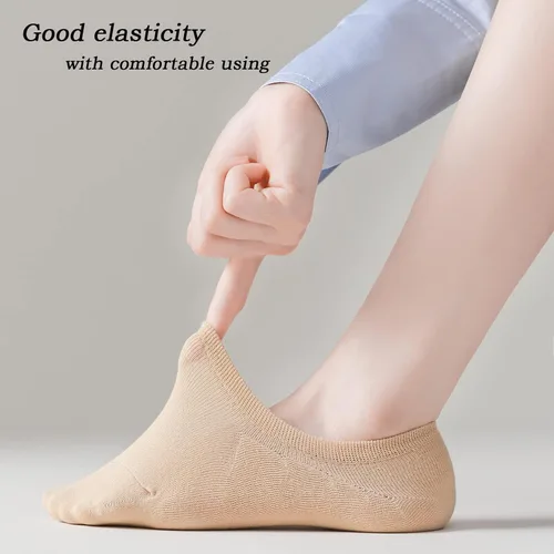 Vista 5 de JORMATT Calcetines invisibles para mujer, de algodón, de corte bajo, planos, antideslizantes, 12 pares, 6 pares