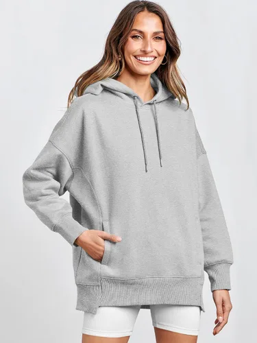 Vista 2 de ANRABESS Sudaderas con capucha de gran tamaño para mujer, sudadera de forro polar 2024, trajes de moda para adolescentes y niñas