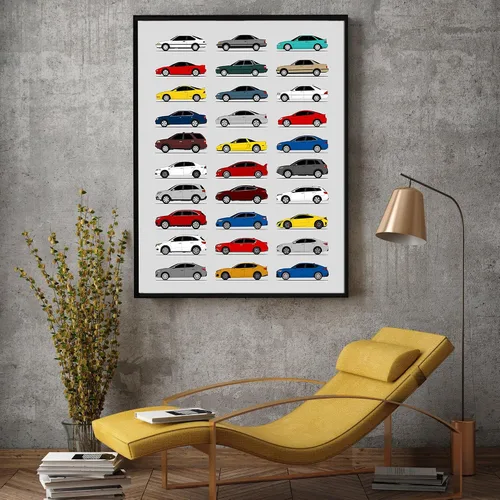 Vista 5 de Custom Car Posters Póster hecho a mano compatible con Acura (perfil lateral), decoración de lo mejor de las generaciones de Acura, historia 10C.