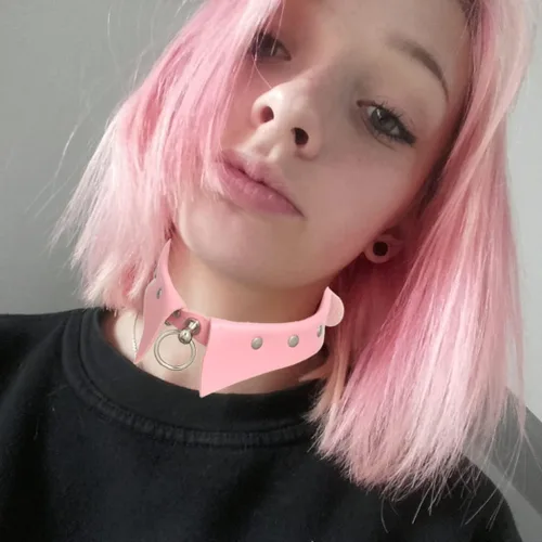 Vista 6 de Urieo Gothic PU Leather Chokers Black Studded Collar Choker with Ring Rock Choker Necklaces Adjustable Nightclub Party for Women and Girls