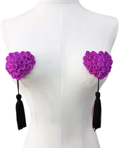 Vista 3 de KINGSEVEN Sujetador de silicona reutilizable con pétalos de pecho sexy con borla