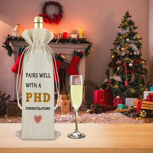 Vista 6 de PHD - Regalo de graduación, regalo de graduación, bolsa de vino para hijo e hija, bolsa de vino con cordón, regalo de felicitaciones