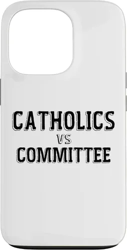 Vista 10 de Catholics Vs Committees Funny Catholic School Humor Case for iPhone 16