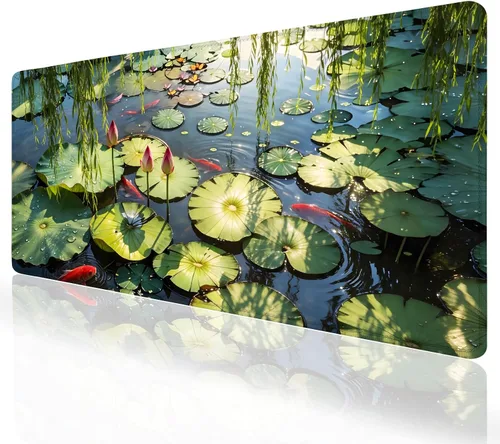 Vista 10 de Alfombrilla grande para mouse, tapete de escritorio para teclado de computadora, base de goma antideslizante, impermeable con bordes cosidos