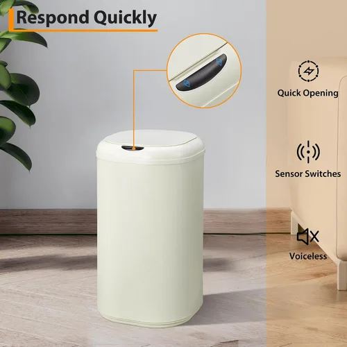 Vista 9 de Cubo de basura con sensor de movimiento de 8 galones con tapa, cubo de basura automático sin contacto, 30 litros inteligente de acero inoxidable