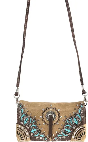 Vista 3 de Zelris Autumn West Fringe Concho Mujeres Crossbody Muñeca Trifold Wallet