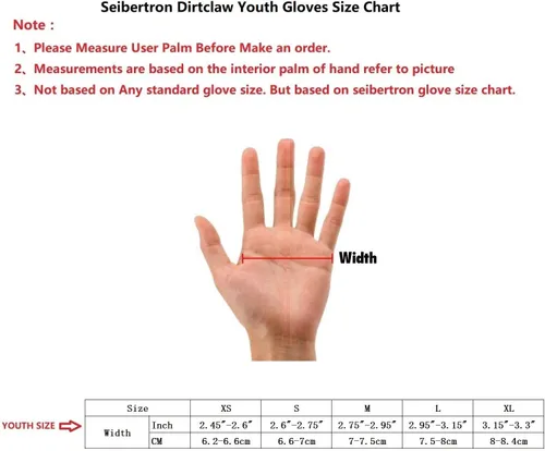 Vista 2 de Seibertron Dirtclaw Youth BMX MX ATV MTB Road Racing Mountain Bike Bicicleta Ciclismo Off-RoadDirt Bike Gel Acolchado Antideslizante Guantes sin