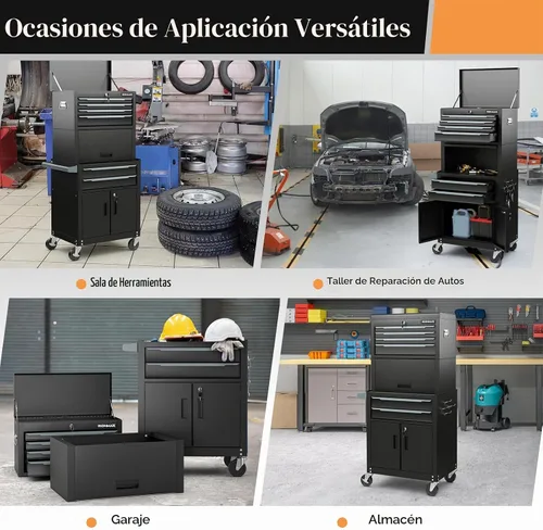 Vista 9 de IRONMAX Cofre de herramientas de acero 3 en 1, 6 cajones y compartimento