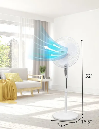 Vista 7 de BLACK+DECKER Ventilador de pie de 18 pulgadas con base de pedestal, ventilador de pedestal de altura ajustable con control remoto y panel de control