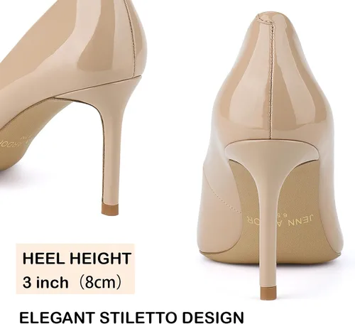 Vista 7 de JENN ARDOR Zapatos de tacón de aguja cómodos para mujer, de 3 pulgadas, elegantes, preciosos, cerrados, puntiagudos, sin cordones, tacones altos